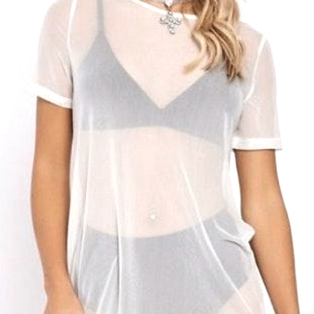 Sheer White Oversized Jersey Tee